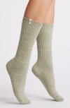 Ugg(r) Ribbed Crew Socks In Moss Green/grassland