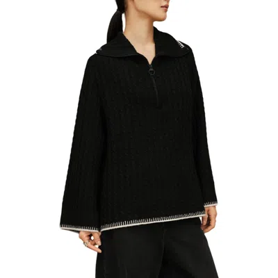 Ugg (r) Rylynn Quarter Zip Cable Knit Sweater In Black