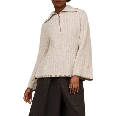 Ugg (r) Rylynn Quarter Zip Cable Knit Sweater In Oatmeal Heather