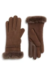 Ugg(r) Seamed Touchscreen Compatible Genuine Shearling Gloves In Brown