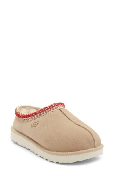 Ugg Tasman Ii Beige Mules With Round Toe And Embroidered Detail In Leather Woman In Nude