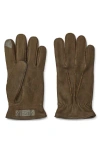 Ugg(r) Three-point Leather Tech Gloves In Eucalyptus Spray