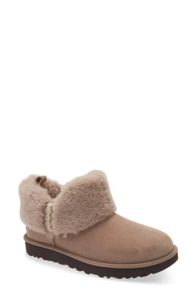 Ugg (r) Ultra Mini Braid Genuine Shearling Bootie In Neutral