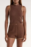 Ugg(r) Zariah Cable Sleeveless Mock Neck Sweater In Brown