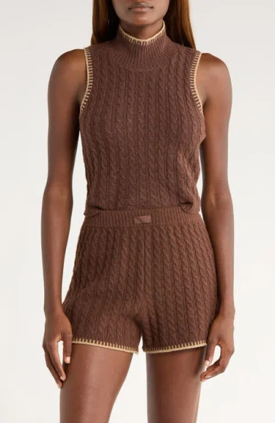Ugg(r) Zariah Cable Sleeveless Mock Neck Sweater In Brown