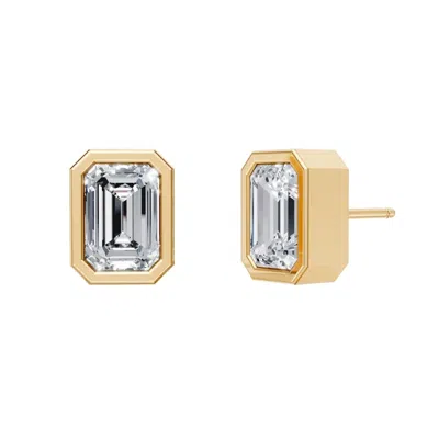 Öugie Women's Gold The Emerald Cut Diamond Bezel Studs