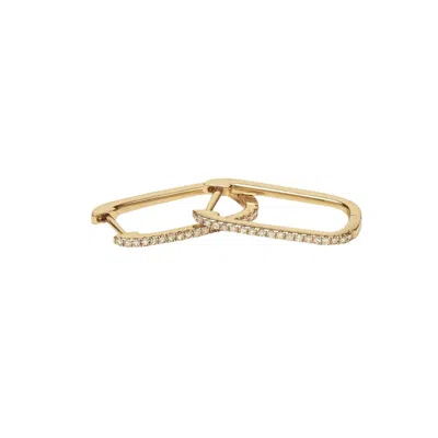 Öugie Women's Gold The Large Diamond Pave Paperclip Earrings