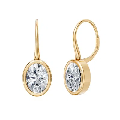 Öugie Women's Gold The Oval Diamond Bezel Drop Earrings