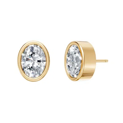 Öugie Women's Gold The Oval Diamond Bezel Studs