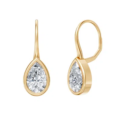Öugie Women's Gold The Pear Diamond Bezel Drop Earrings