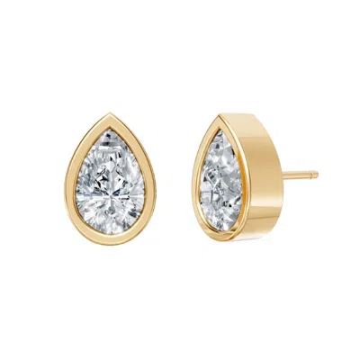 Öugie Women's Gold The Pear Diamond Bezel Studs