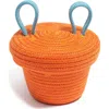 Ugly Rugly Mini Lidded Storage Basket In Orange