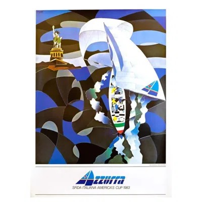 Pre-owned Ugo Nespolo 1983 America's Cup Original Vintage Poster In Black