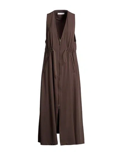 Ujoh Woman Maxi Dress Taupe Size 3 Wool In Brown