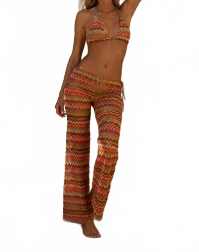 Ula Swimwear Amira Crochet Cover Up Pants In Multicolor In Brown