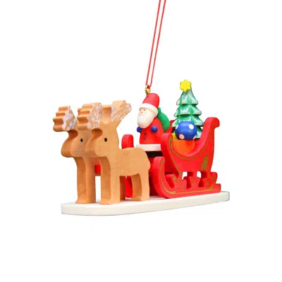 Ulbr Christian Icht Ornament - Santa Claus Sled - 4"h X 2.25"w X 1.5"d In Multi