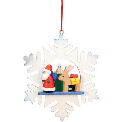 Ulbr Christian Icht Ornament - Santa With Reindeer In Snowflake - 3.5"h X 3"w X 1"d