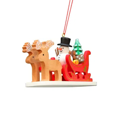 Ulbr Christian Icht Ornament - Snowman Sled - 4"h X 2.25"w X 1.5"d In Multi