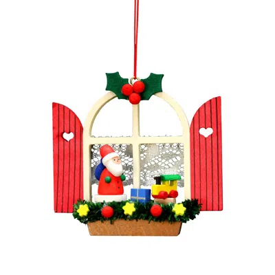 Ulbr Christian Icht Ornament - Window With Santa - 2.75"h X 3"w X 1"d