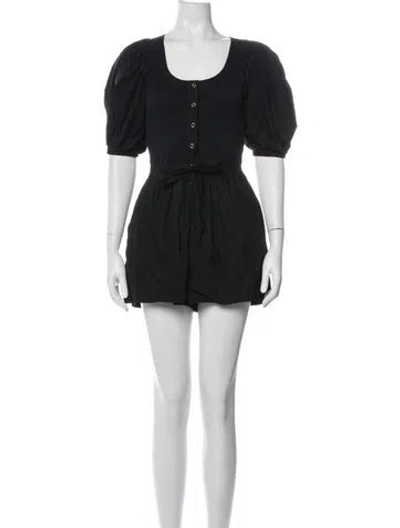 Pre-owned Ulla Johnson 2022 Scoop Neck Romper In Black