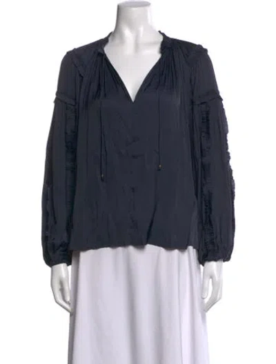 Pre-owned Ulla Johnson 2022 V-neck Blouse In Blue