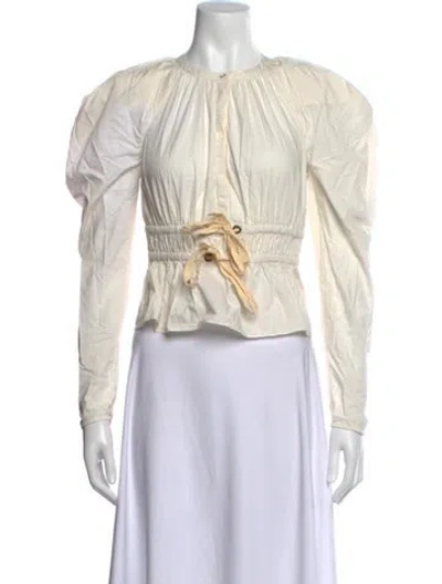 Pre-owned Ulla Johnson 2022-2023 Crew Neck Blouse In Neutrals
