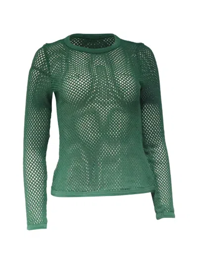 Pre-owned Ulla Johnson 2023 Rio Mesh Long-sleeve Top In Green