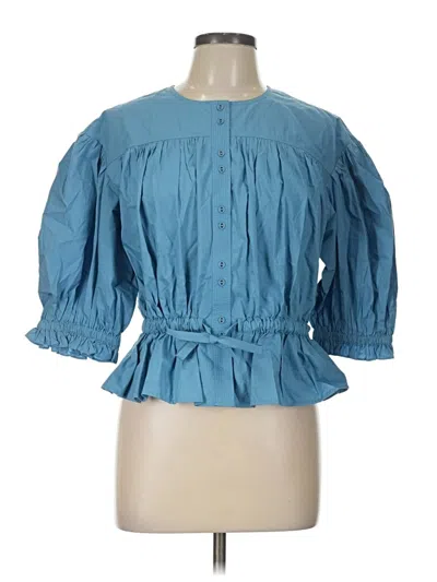 Pre-owned Ulla Johnson 3/4 Sleeve Blouse In Blue