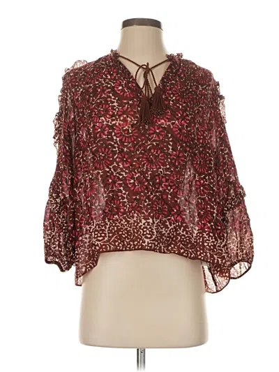 Pre-owned Ulla Johnson 3/4 Sleeve Blouse In Burgundy