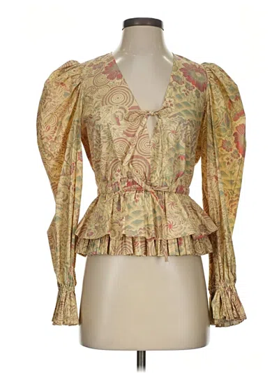 Pre-owned Ulla Johnson 3/4 Sleeve Blouse In Gold