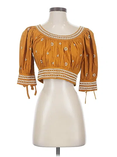 Pre-owned Ulla Johnson 3/4 Sleeve Blouse In Gold