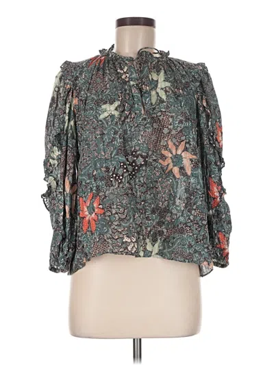 Pre-owned Ulla Johnson 3/4 Sleeve Blouse In Teal
