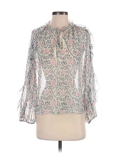 Pre-owned Ulla Johnson 3/4 Sleeve Silk Top Ivory Keyhole Neckline Tops In White