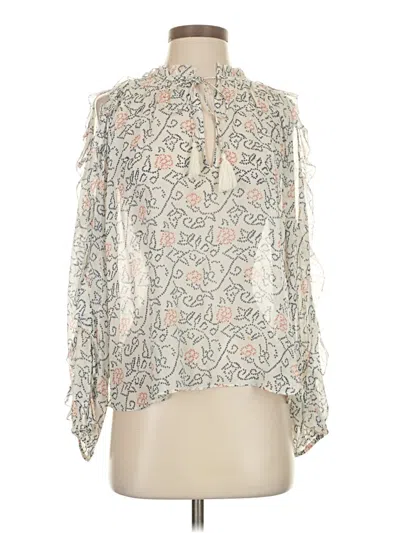 Pre-owned Ulla Johnson 3/4 Sleeve Silk Top Ivory Mock Neckline Tops