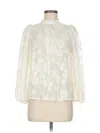 Ulla Johnson 3/4 Sleeve Silk Top Ivory Mock Neckline Tops In White