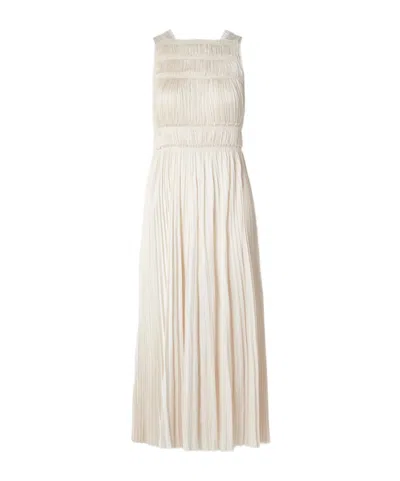 Ulla Johnson A Long Dress Made Of Interwoven Fine Pleated Satin Fabric In White