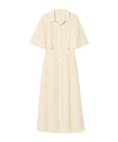 Ulla Johnson Silhouette Silk Crepe De Chine Midi Shirt Dress In Cream