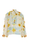 Ulla Johnson Abelie Necktie Silk Top In Multi