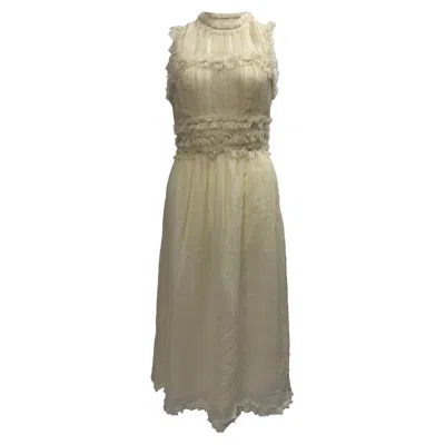 Ulla Johnson Aberdeen Pleated Midi Dress In Ivory Wool In Neutral