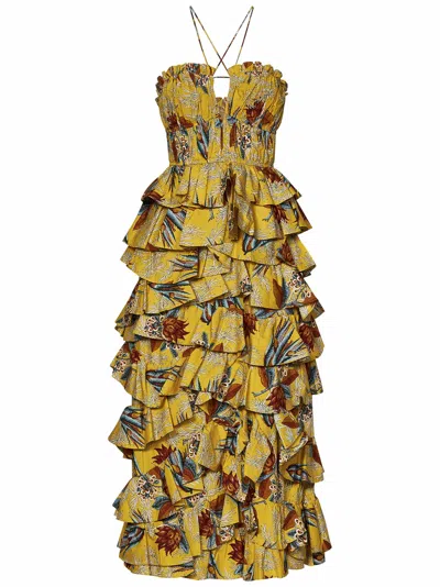 Ulla Johnson Josefine Printed Cotton Midi Dress In Giallo