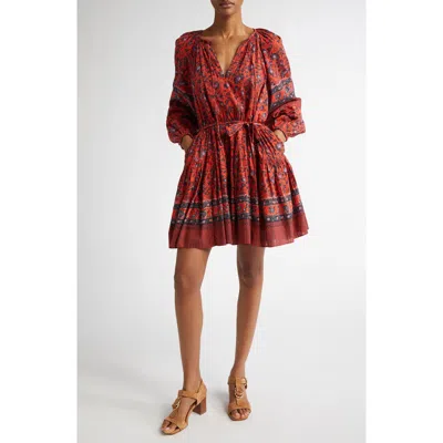 Ulla Johnson Abri Floral Cotton-blend Minidress In Poppy