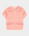 Ulla Johnson Abriana Embroidered Short-sleeve Cardigan In Red