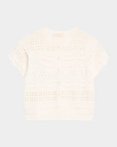 Ulla Johnson Abriana Embroidered Short-sleeve Cardigan In Neutral