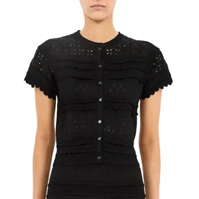 Ulla Johnson Abriana Eyelet Knit Cardigan In Black