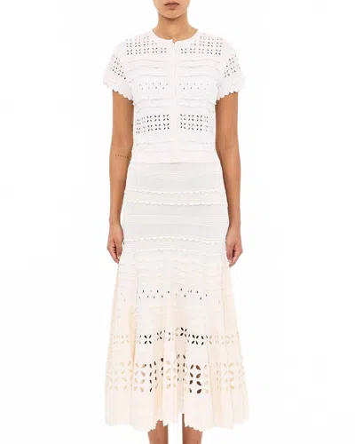 Ulla Johnson Abriana Eyelet Knit Cardigan In White In Neutral