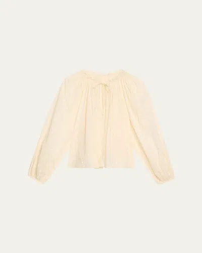 Ulla Johnson Ada Dot Tie-neck Blouse In Pristine