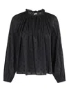 Ulla Johnson Ada Puff-sleeve Jacquard Blouse In Schwarz