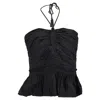 Ulla Johnson Adaleigh Keyhole Peplum Top In Black Cotton In Black