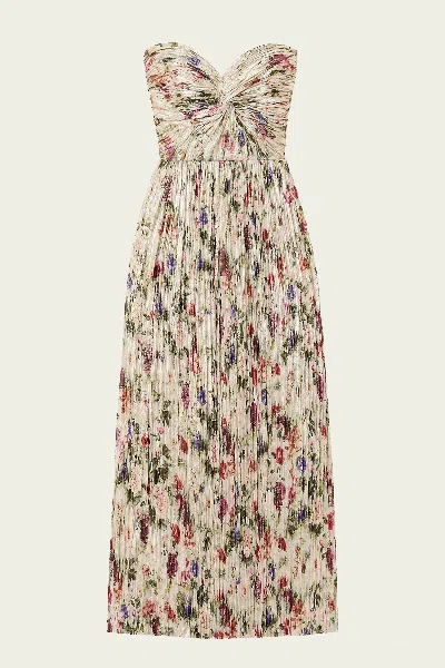 Ulla Johnson Adelaide Strapless Pleated Dress In Sterling Floral In Multi