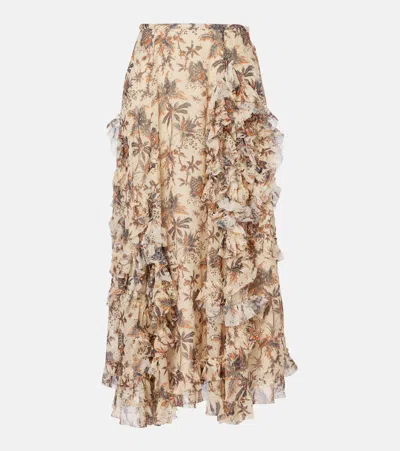 Ulla Johnson Adele Printed Silk-blend Chiffon Midi Skirt In Multi